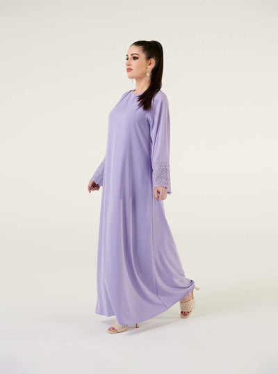 Lilac Embroidery Sleeve Detailed Dress