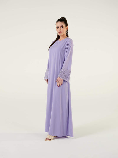 Lilac Embroidery Sleeve Detailed Dress