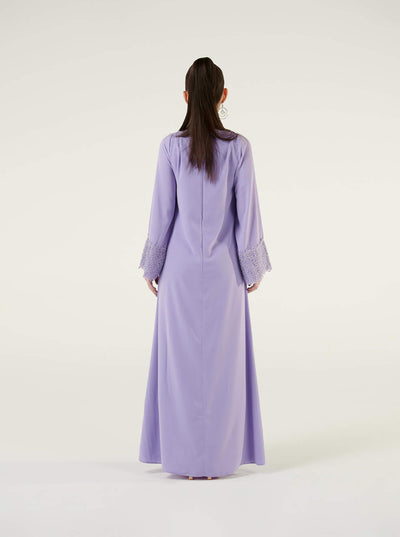 Lilac Embroidery Sleeve Detailed Dress