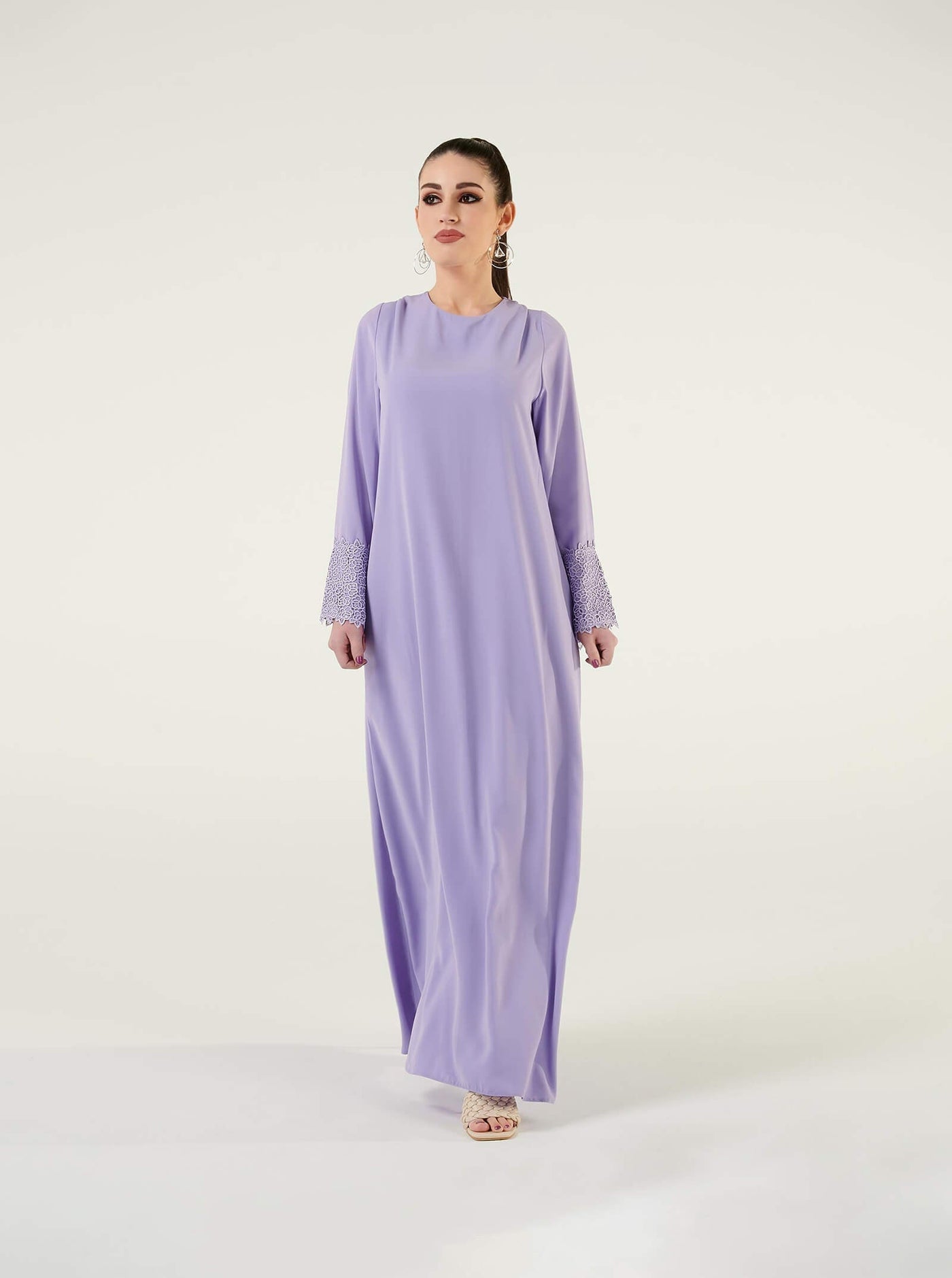 Lilac Embroidery Sleeve Detailed Dress