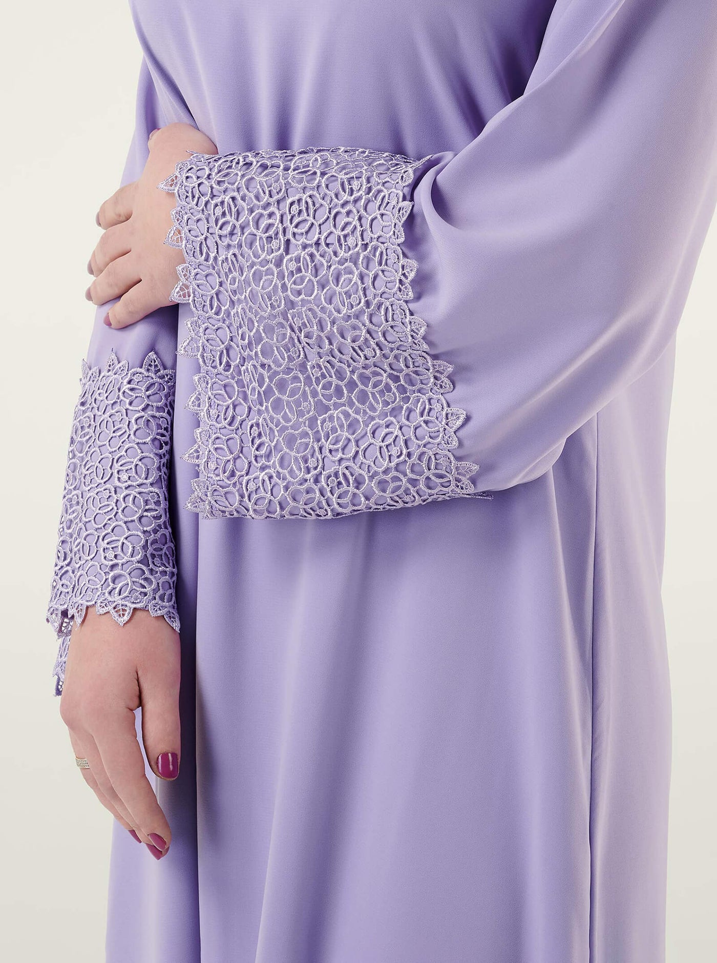 Lilac Embroidery Sleeve Detailed Dress