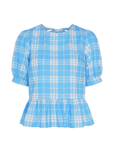 Ellie Frill Hem Puff Sleeve Printed Cotton Blouse