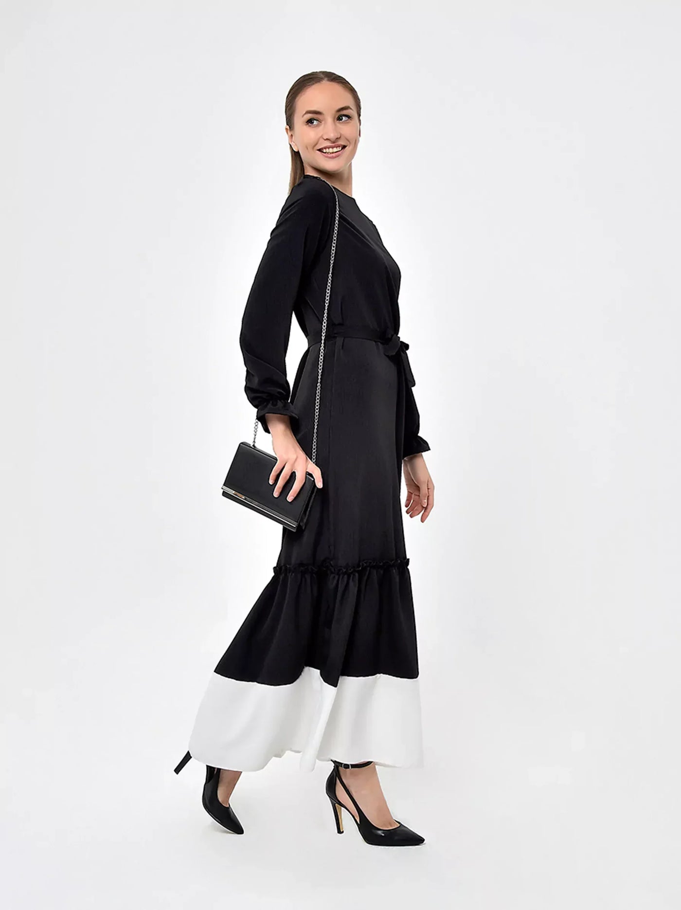 Black Flared Skirt Dress