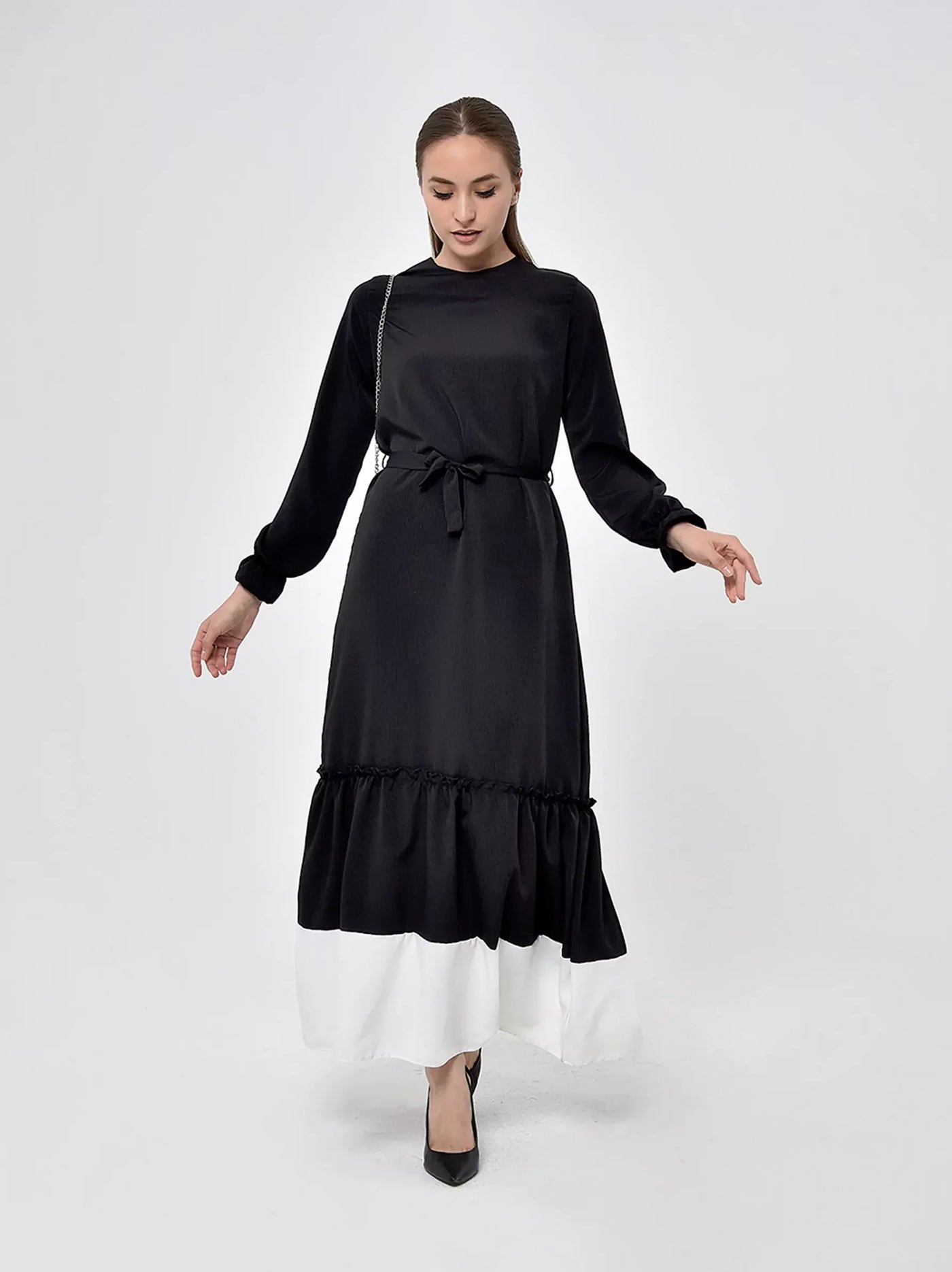 Black Flared Skirt Dress