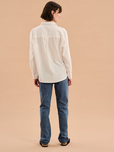 Evie Linen Oversized Shirt in White